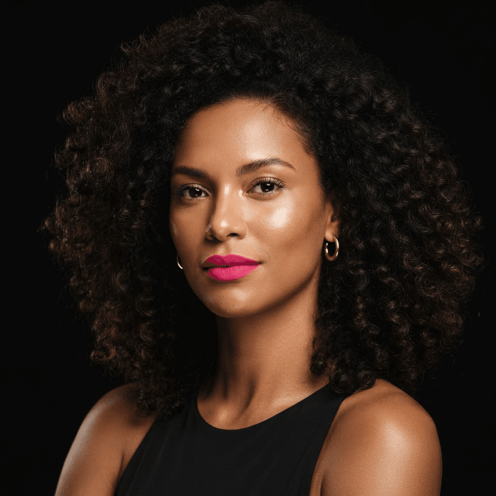 Modelo com maquiagem em tons de rosa da coleção Miss Make